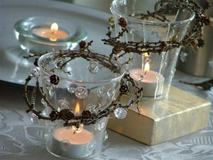 Tamarack Tea Light Candle Ring with Votive & Candle
